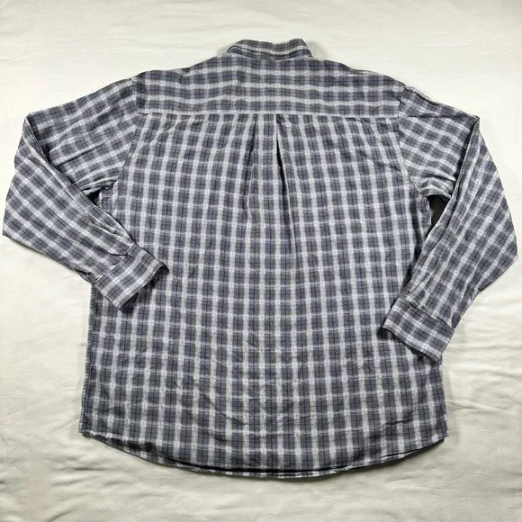 Alan Flusser Shirt Mens XL Casual Pocket Button Down Plaid Long Sleeve Blue‎ - Picture 6 of 7